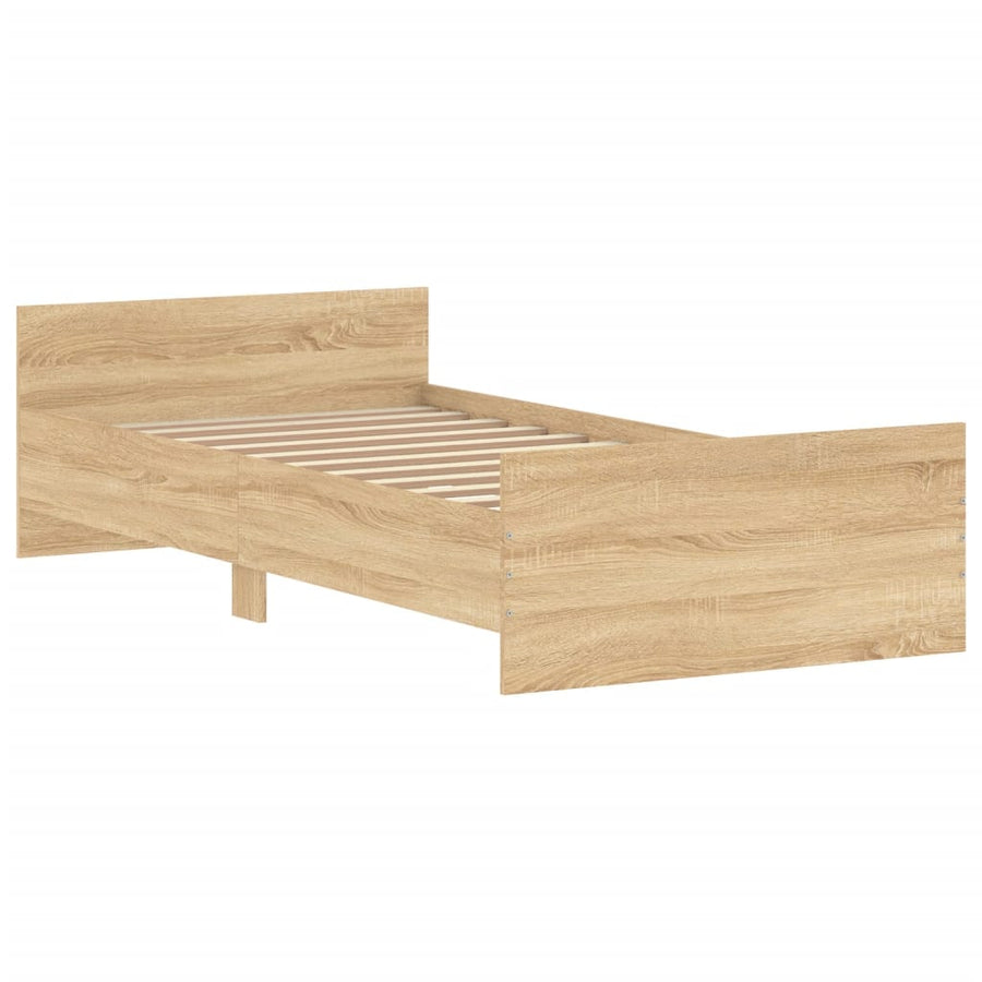 Bedframe Bewerkt Hout Kleurig 100 x 200 cm Sonoma eiken