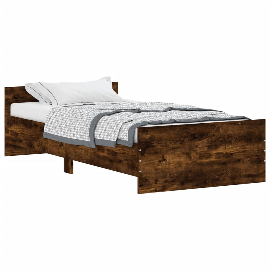 Bedframe Bewerkt Hout Kleurig 100 x 200 cm Gerookt eiken