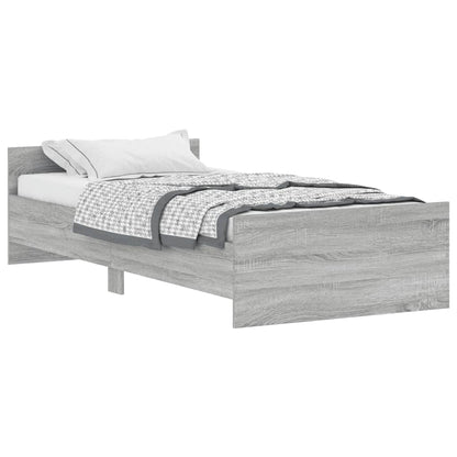 Bedframe Bewerkt Hout Eikenkleurig 100 x 200 cm Grijs sonoma