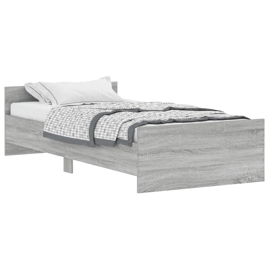 Bedframe Bewerkt Hout Eikenkleurig 100 x 200 cm Grijs sonoma