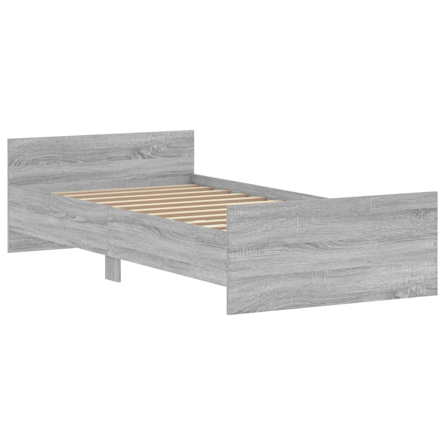 Bedframe Bewerkt Hout Eikenkleurig 100 x 200 cm Grijs sonoma