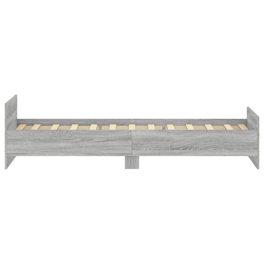 Bedframe Bewerkt Hout Eikenkleurig 100 x 200 cm Grijs sonoma