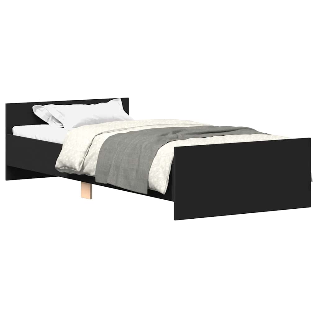 Bedframe bewerkt hout zwart 90x190 cm