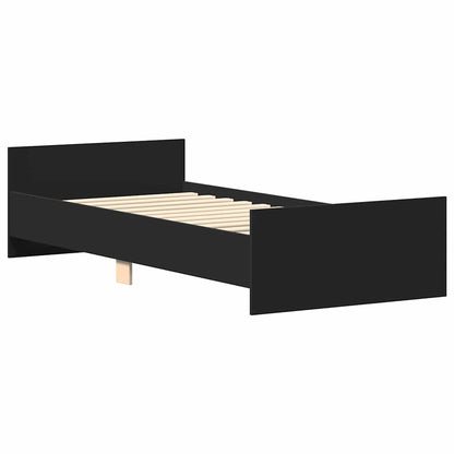 Bedframe bewerkt hout zwart 90x190 cm