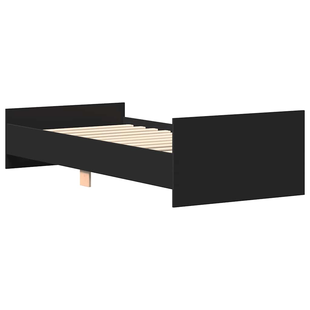 Bedframe bewerkt hout zwart 90x190 cm