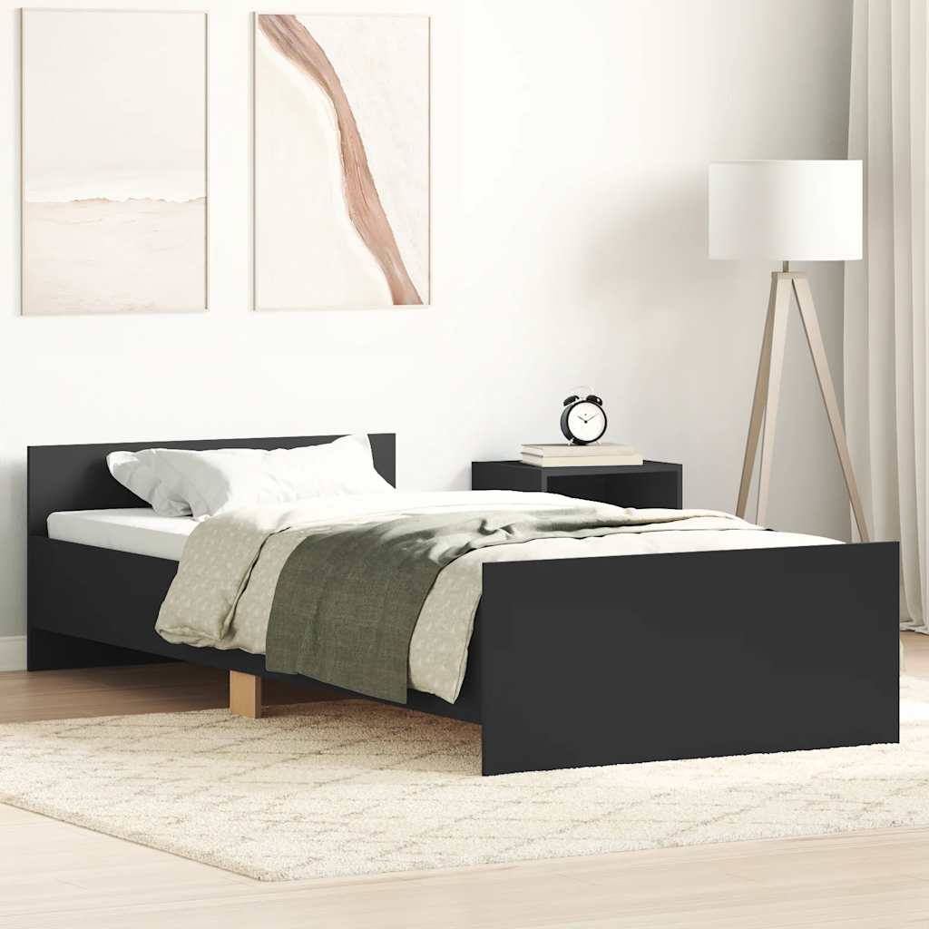 Bedframe bewerkt hout zwart 90x190 cm