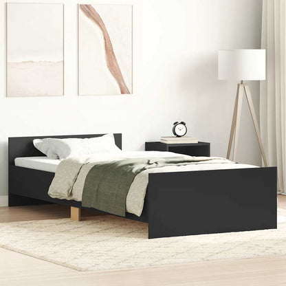 Bedframe bewerkt hout zwart 90x190 cm