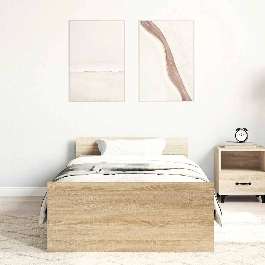 Bedframe Zonder Matras Hout Kleurig Sonoma Eiken 90 x 190 cm