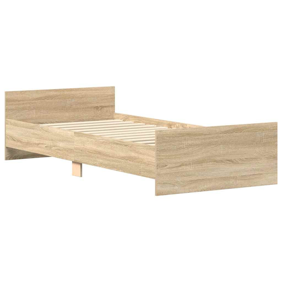 Bedframe Zonder Matras Hout Kleurig Sonoma Eiken 90 x 190 cm