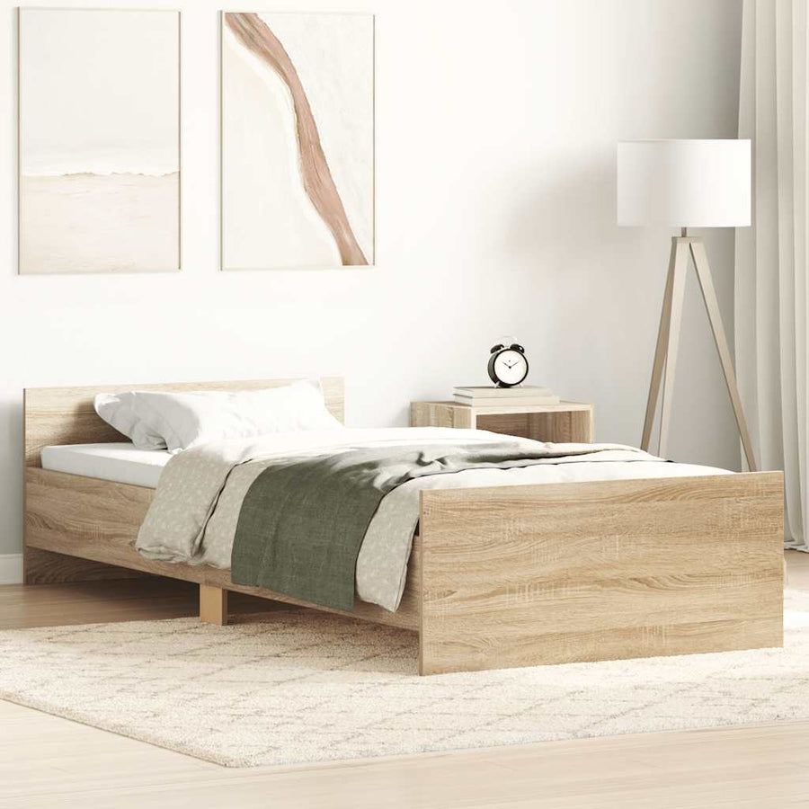 Bedframe Zonder Matras Hout Kleurig Sonoma Eiken 90 x 190 cm