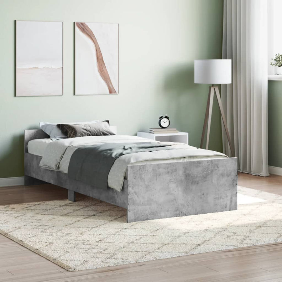 Bedframe Bewerkt Hout 90 x 190 cm Betongrijs