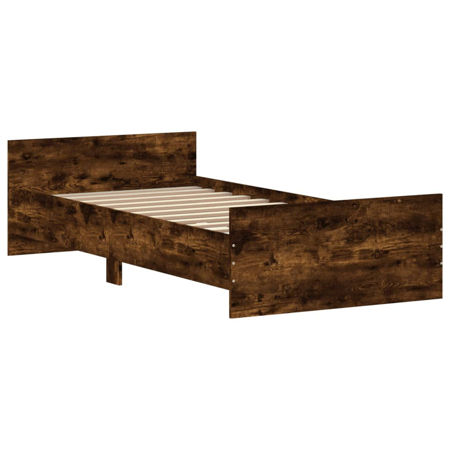 Bedframe Bewerkt Hout Kleurig 90 x 190 cm Gerookt eiken