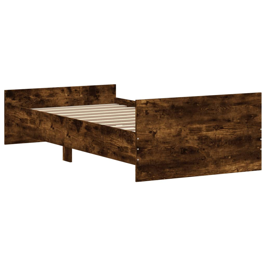 Bedframe Bewerkt Hout Kleurig 90 x 190 cm Gerookt eiken
