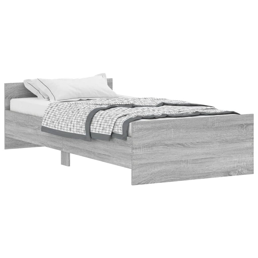 Bedframe Bewerkt Hout Eikenkleurig 90 x 190 cm Grijs sonoma