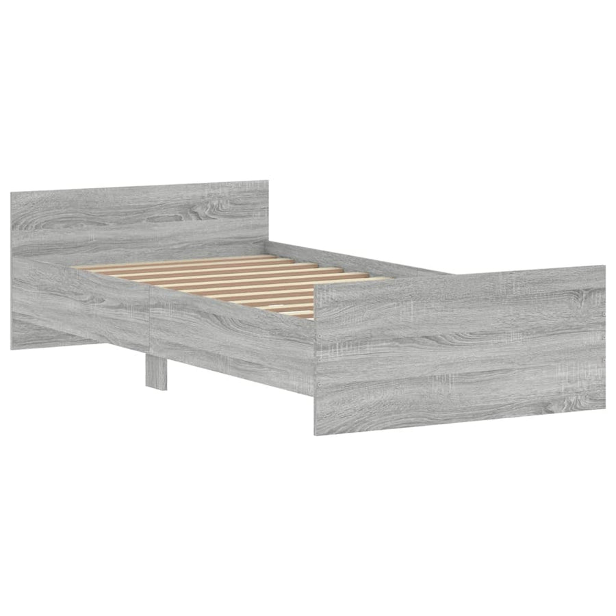 Bedframe Bewerkt Hout Eikenkleurig 90 x 190 cm Grijs sonoma