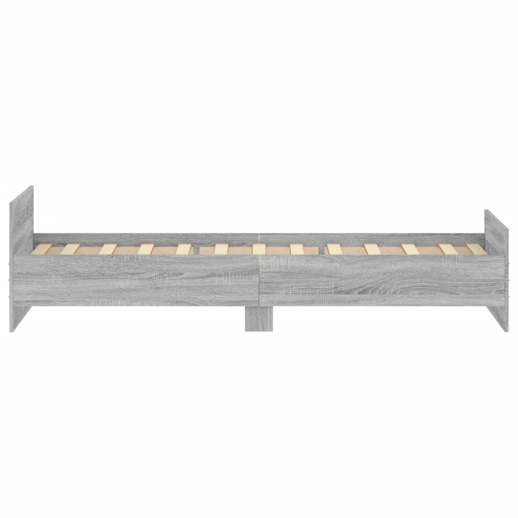 Bedframe Bewerkt Hout Eikenkleurig 90 x 190 cm Grijs sonoma