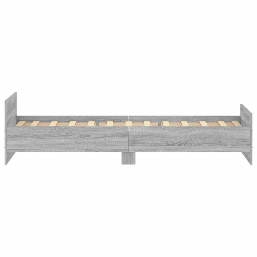Bedframe Bewerkt Hout Eikenkleurig 90 x 190 cm Grijs sonoma
