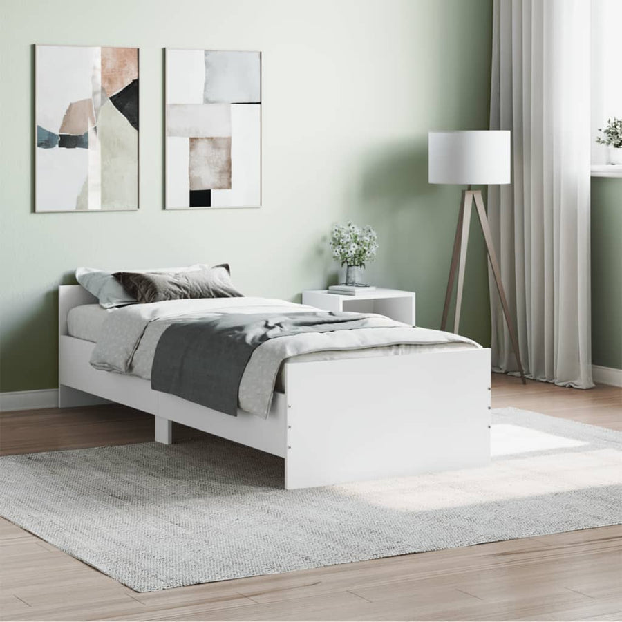 Bedframe Bewerkt Hout 75 x 190 cm Wit