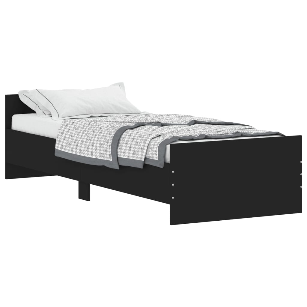 Bedframe Bewerkt Hout 75 x 190 cm Zwart