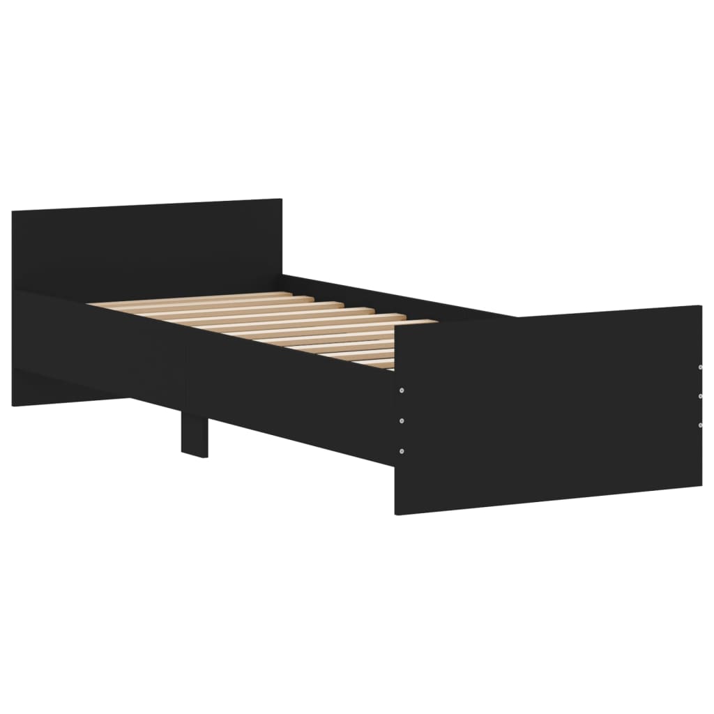 Bedframe Bewerkt Hout 75 x 190 cm Zwart