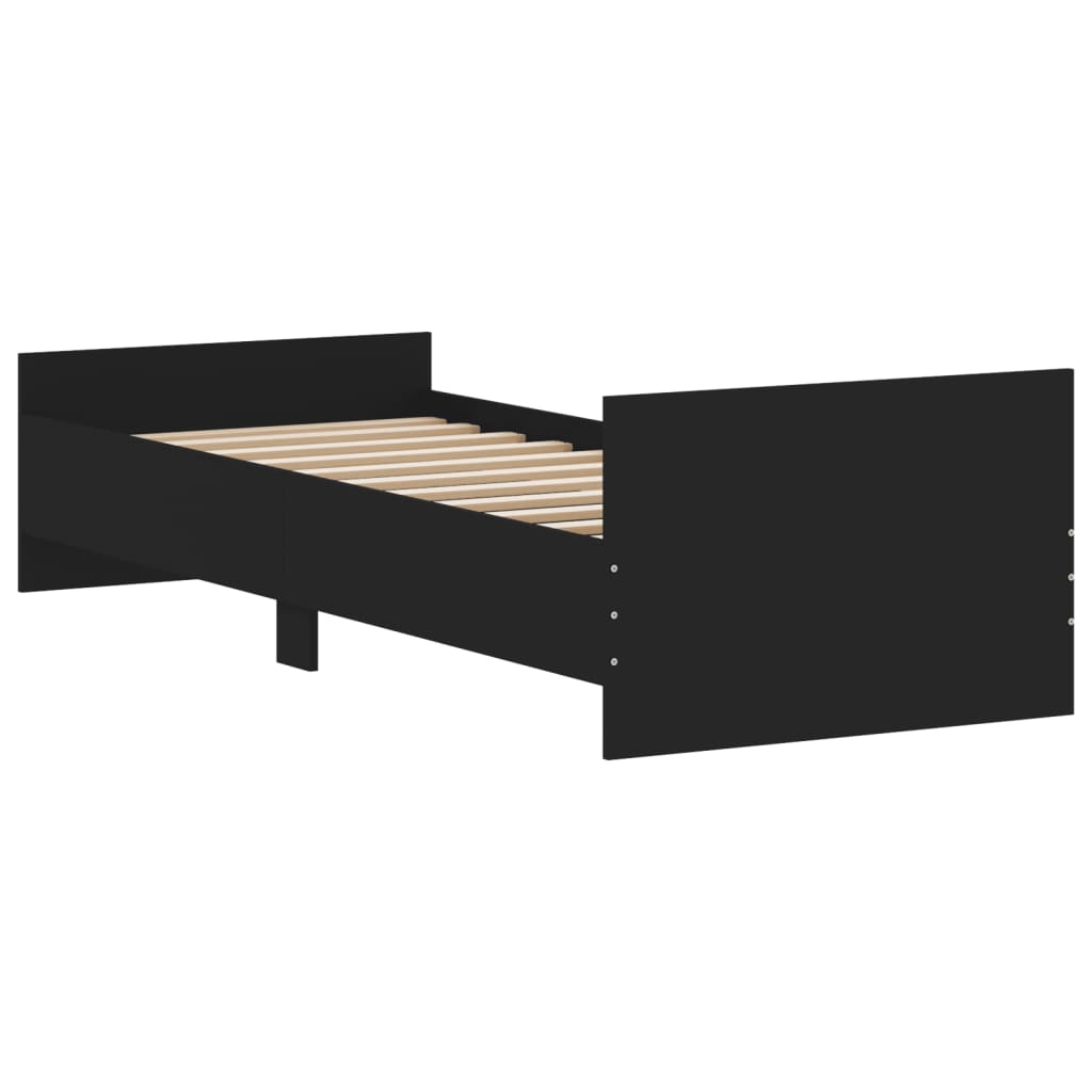 Bedframe Bewerkt Hout 75 x 190 cm Zwart