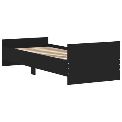 Bedframe Bewerkt Hout 75 x 190 cm Zwart