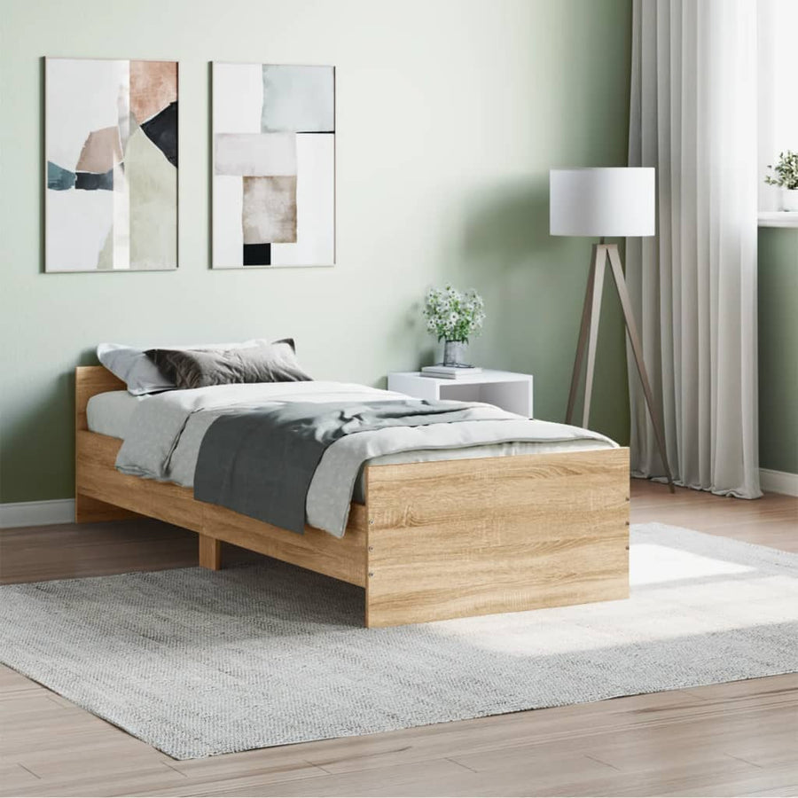 Bedframe Bewerkt Hout Kleur 75 x 190 cm Sonoma eiken