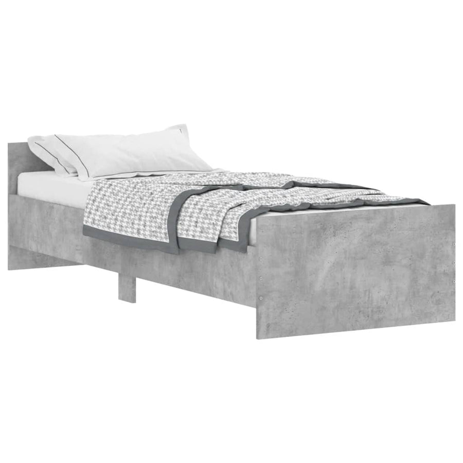 Bedframe Bewerkt Hout 75 x 190 cm Betongrijs