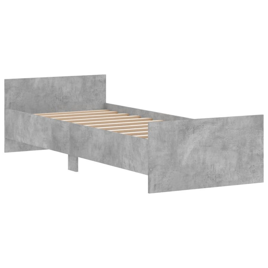 Bedframe Bewerkt Hout 75 x 190 cm Betongrijs