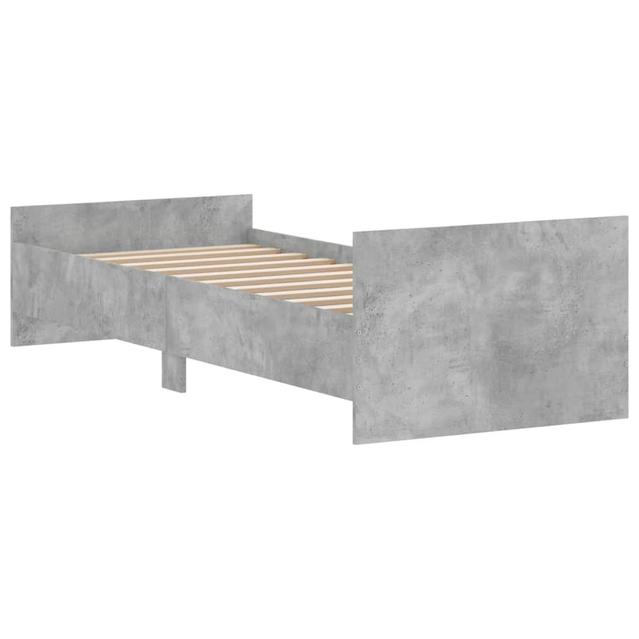 Bedframe Bewerkt Hout 75 x 190 cm Betongrijs