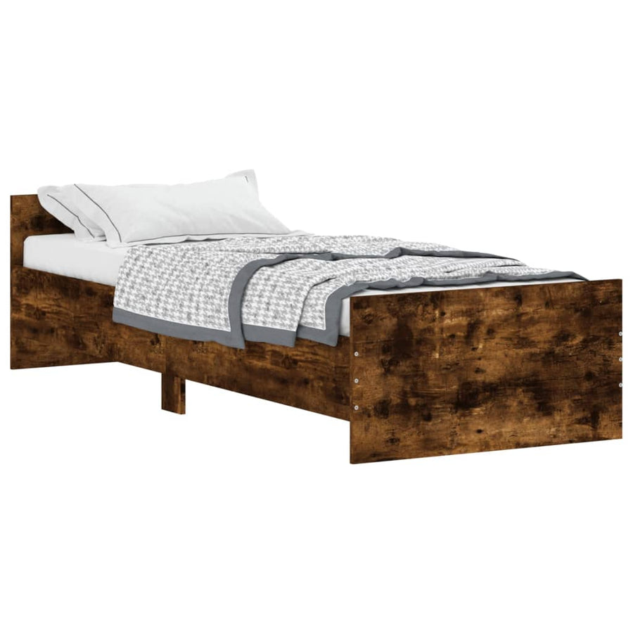 Bedframe Bewerkt Hout Kleur 75 x 190 cm Gerookt eiken