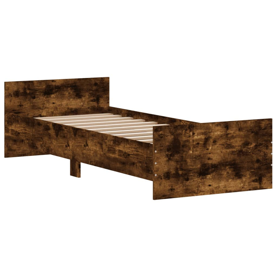 Bedframe Bewerkt Hout Kleur 75 x 190 cm Gerookt eiken