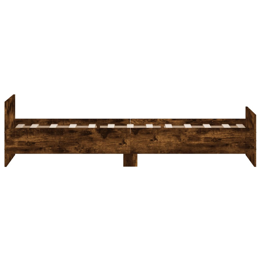 Bedframe Bewerkt Hout Kleur 75 x 190 cm Gerookt eiken