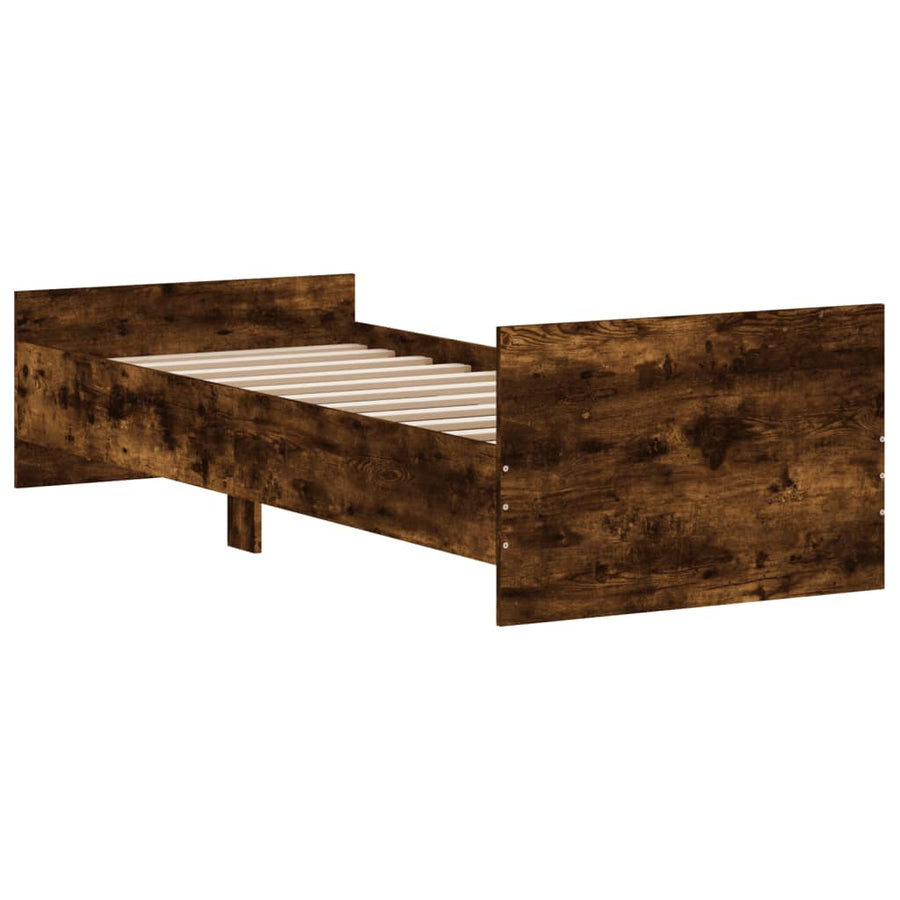 Bedframe Bewerkt Hout Kleur 75 x 190 cm Gerookt eiken