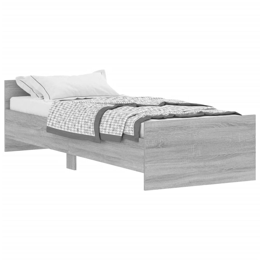 Bedframe Bewerkt Hout Eiken 75 x 190 cm Grijs sonoma