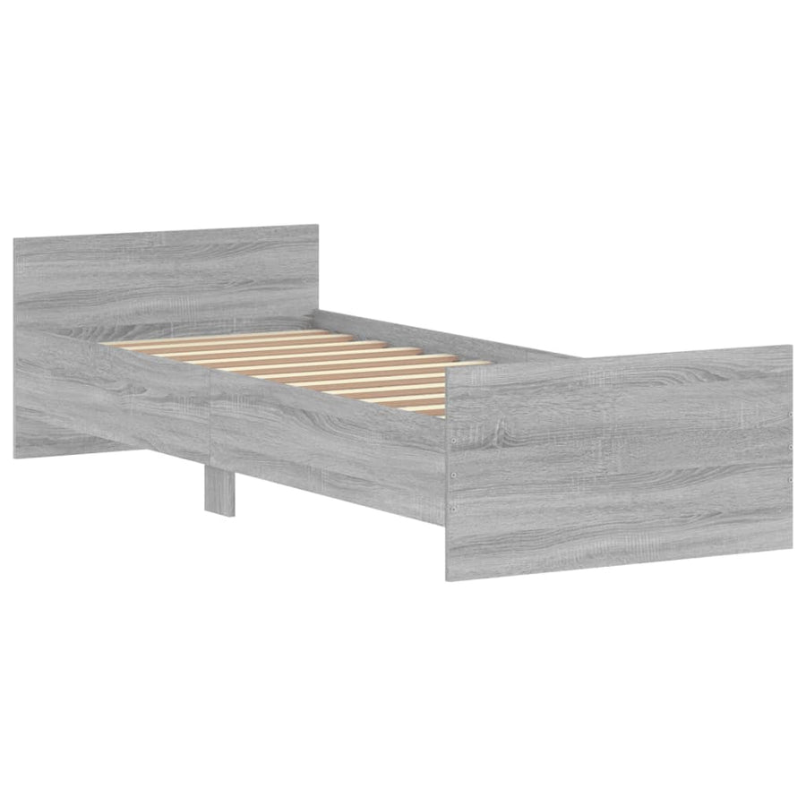 Bedframe Bewerkt Hout Eiken 75 x 190 cm Grijs sonoma