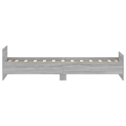 Bedframe Bewerkt Hout Eiken 75 x 190 cm Grijs sonoma