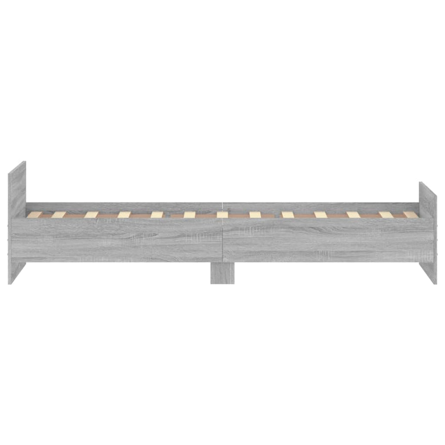 Bedframe Bewerkt Hout Eiken 75 x 190 cm Grijs sonoma