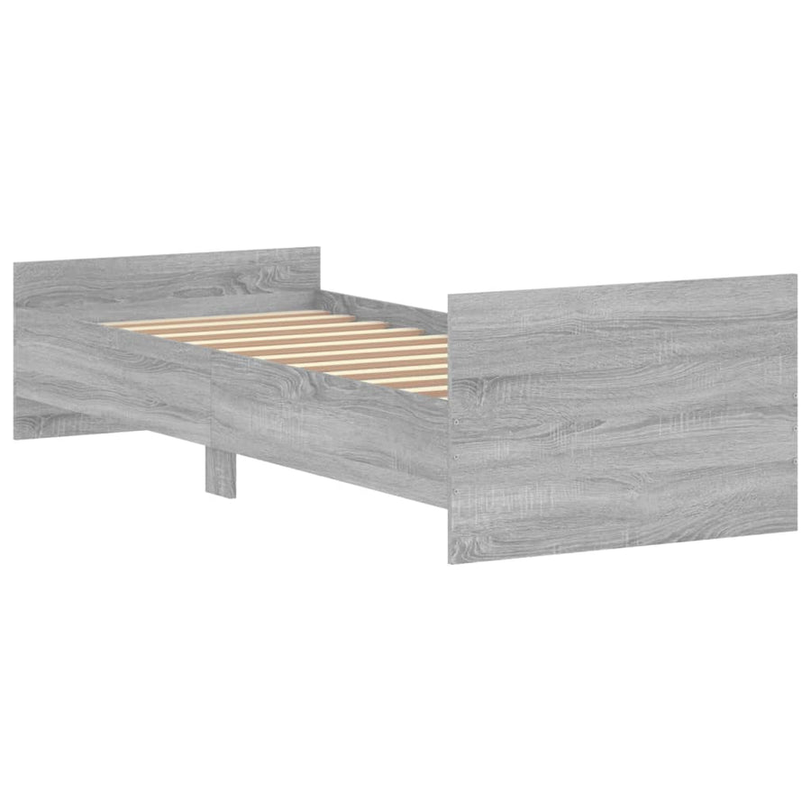 Bedframe Bewerkt Hout Eiken 75 x 190 cm Grijs sonoma