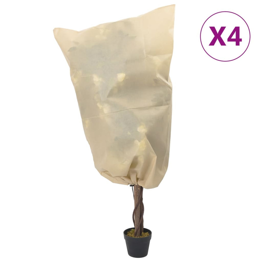 Vlieshoezen Voor Planten Met Trekkoord 4 St 70 G/M² 0,8X0,8 M