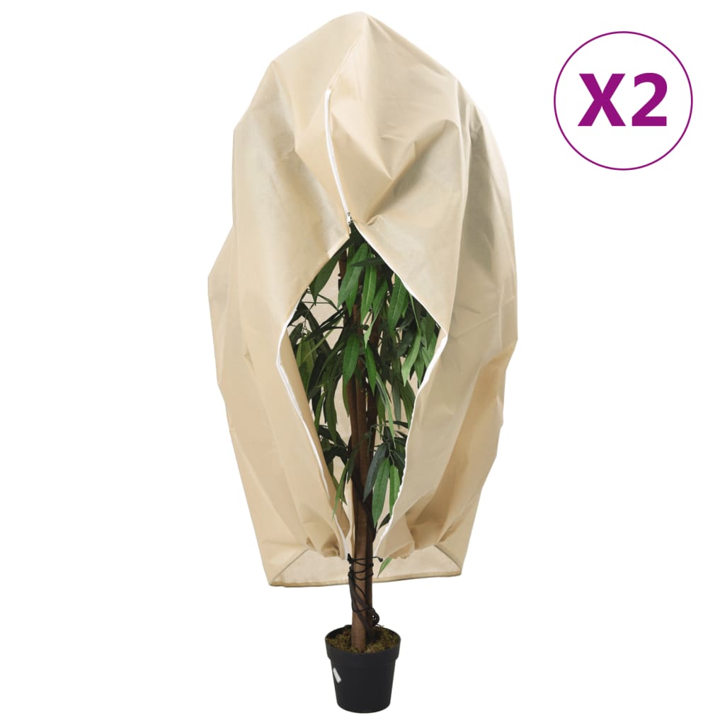 Plantenhoezen met ritssluiting 2 st 70 g/m² 1,2x1,8 m