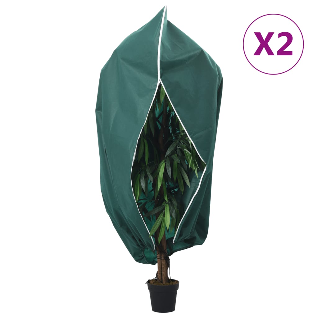 Plantenhoezen met ritssluiting 2 st 70 g/m² 1,55x1,55 m