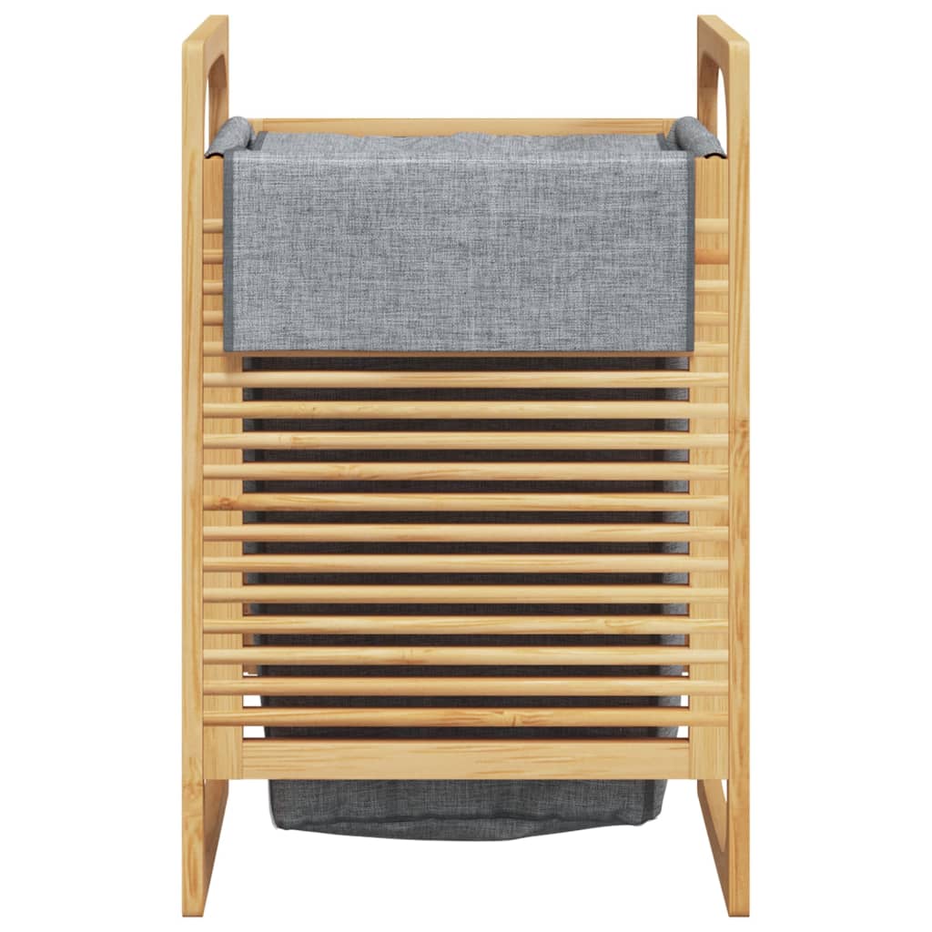 Wasmand met grijze zak 32x30x36,5 cm bamboe