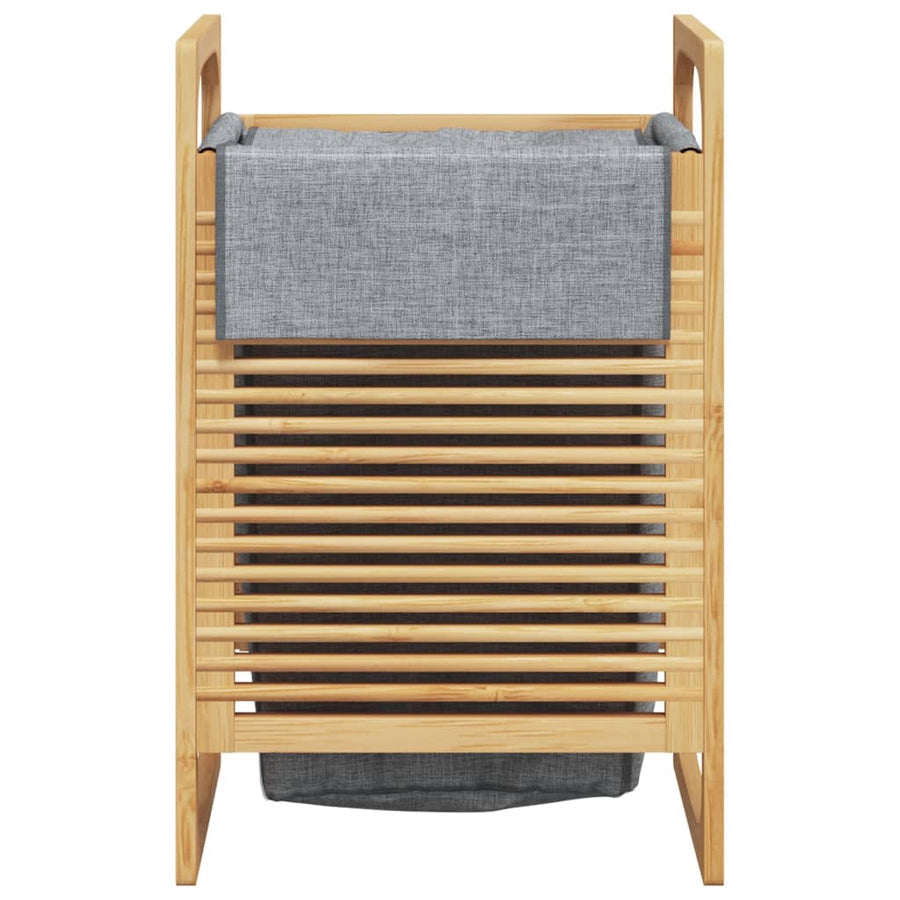Wasmand met grijze zak 32x30x36,5 cm bamboe