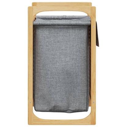 Wasmand met grijze zak 32x30x36,5 cm bamboe