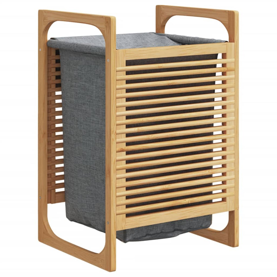 Wasmand met grijze zak 32x30x36,5 cm bamboe