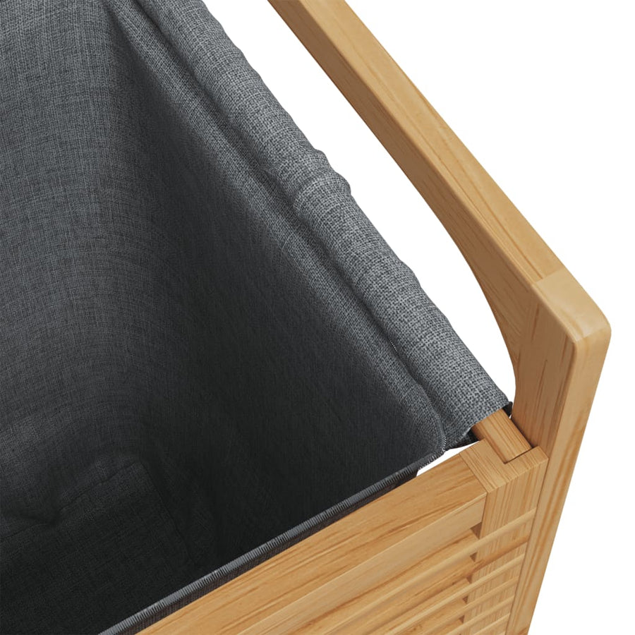 Wasmand met grijze zak 32x30x36,5 cm bamboe