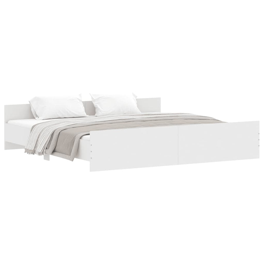 Bedframe Met Hoofd- En Voeteneinde 200 x 200 cm Wit