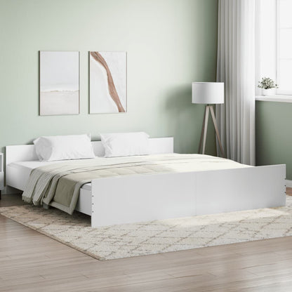 Bedframe Met Hoofd- En Voeteneinde 200 x 200 cm Wit