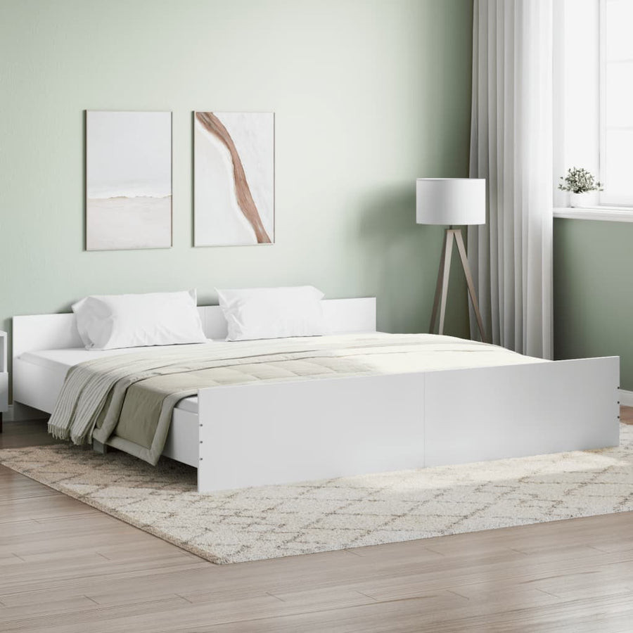 Bedframe Met Hoofd- En Voeteneinde 200 x 200 cm Wit